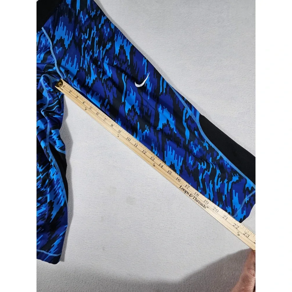 Nike‎ Pro Dri-FIT Womens Blue Camo Crop Leggings Training Tights Size M
